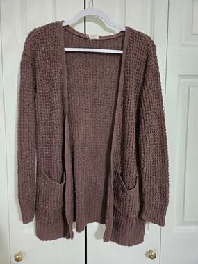 Essentials by full tilt xl women's brown open front knit cardigan